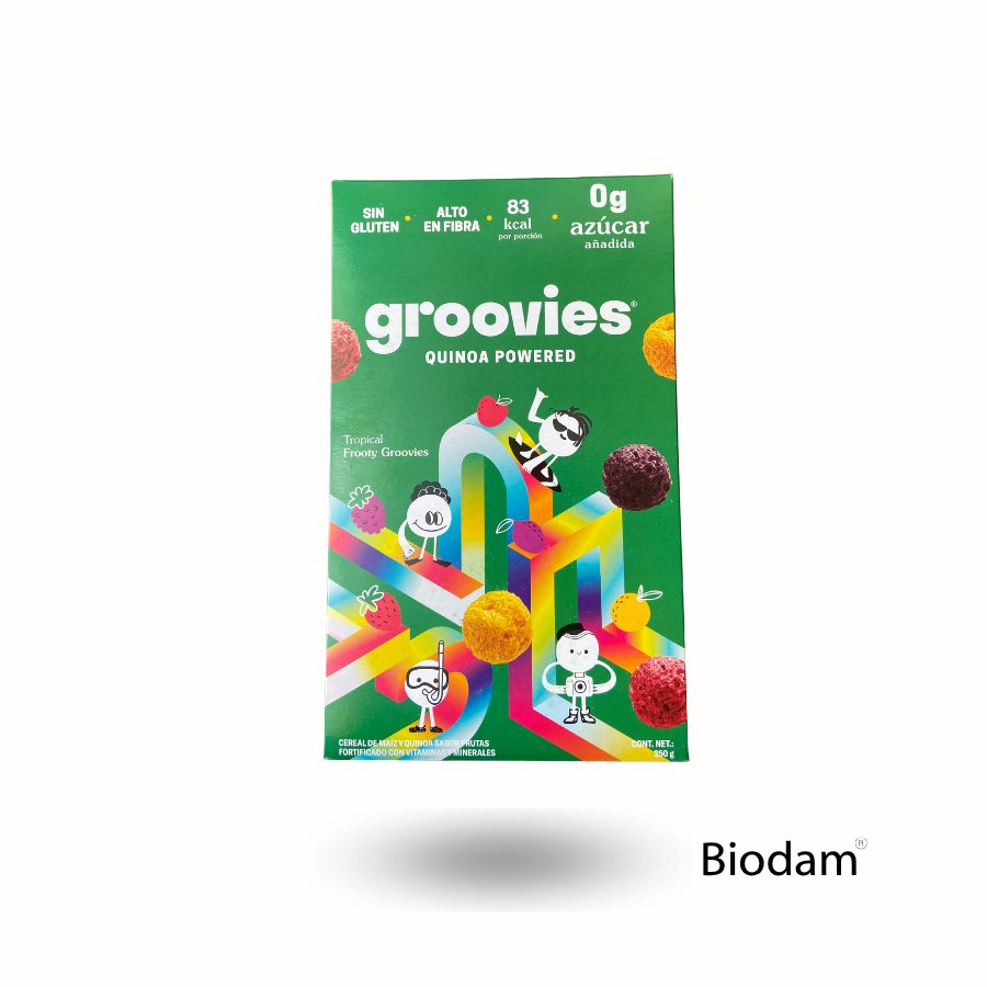 CEREAL  QUINO POWERED, GROOVIES 250 G, 0 AZUCAR, SIN GLUTEN